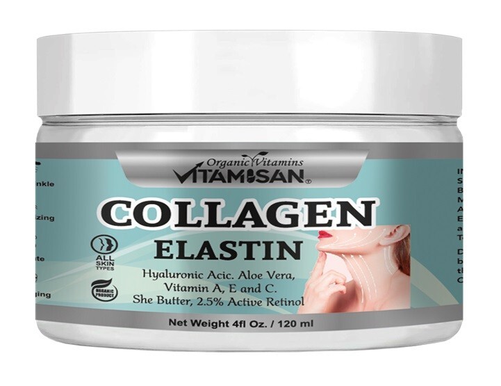 2 JAR 4=8 OZ COLLAGEN ELASTIN CREAM,no SNAIL GEL CREam 8 oz total