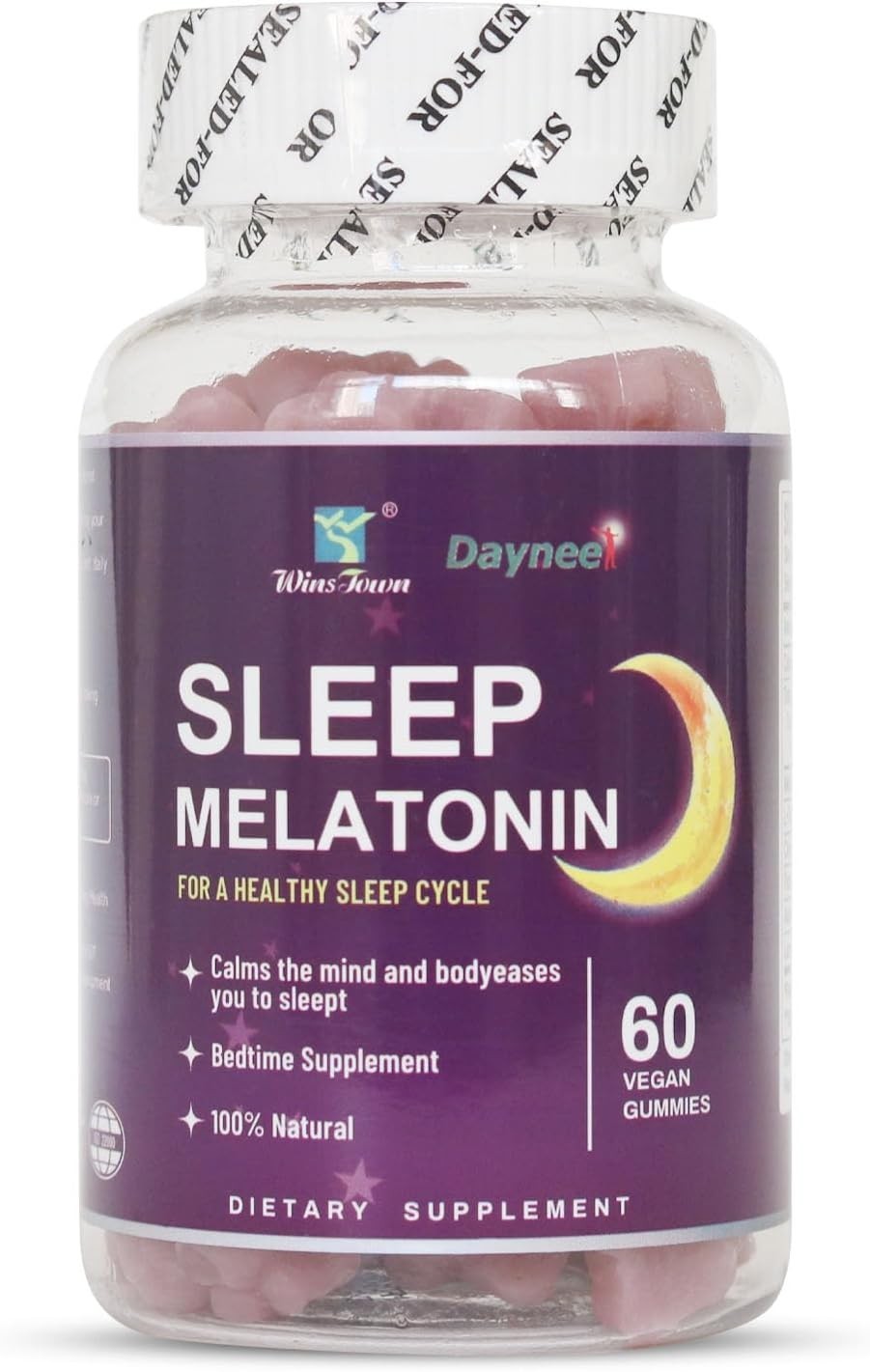 Melatonin Gummies Mood, Calm & Sleep Support Supplement Lemon Balm Chamomile