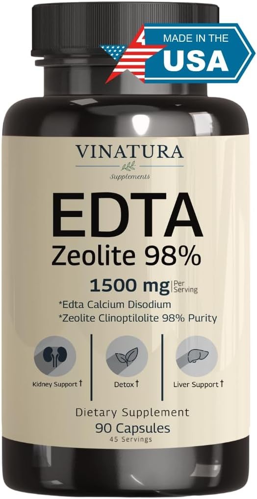 EDTA Calcium Disodium Capsules for Detox, Liver&Kidney Support-Vegan-Made in USA