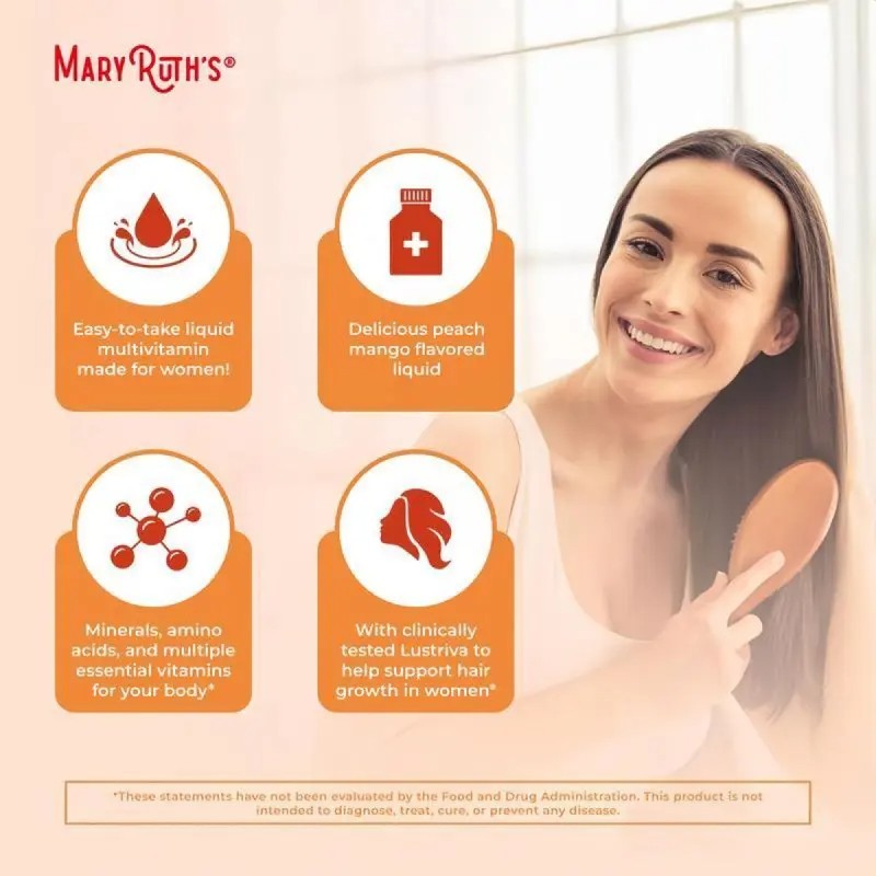 1pc MaryRuth’s Liquid Multivitamin Scalp Growth Women Biotin Peach Mango 450ml^
