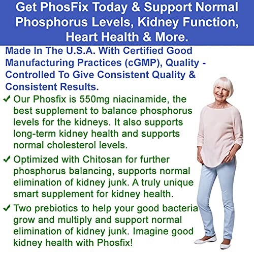 PhosFix 120 Pills Phosphorus Binder with Chitosan for Supporting Normal…