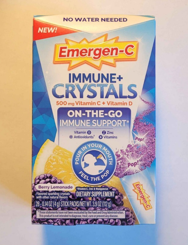 Emergen-C Immune Support Crystals 500mg Vitamin C 28 Sticks Berry Lemonade 6/27
