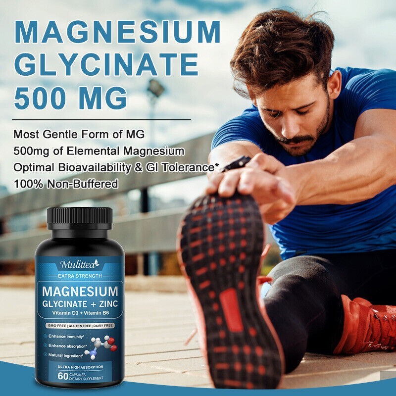 Magnesium Glycinate 500mg With Zinc,D3 Improved Sleep, Stress , Anxiety Relief