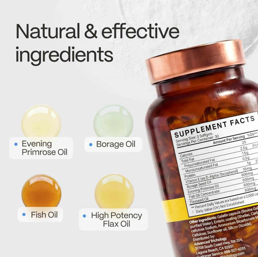 Omega 3-6-9 Complex 800mg | Fish, Flax, Borage & Primrose Oils | 90 Softgels