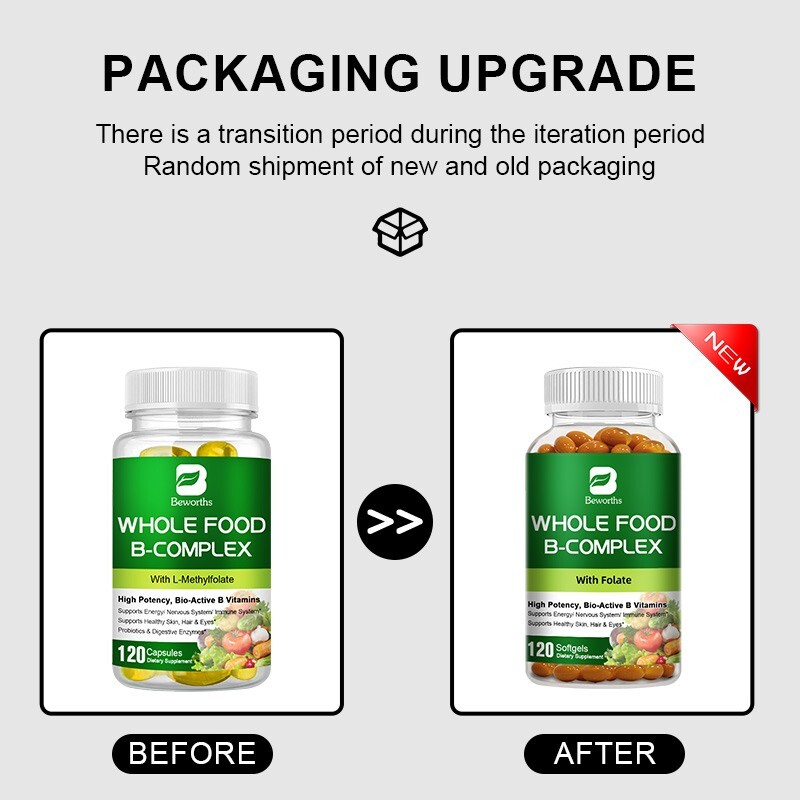 Vitamin B Complex 120 Capsules B1,B2,B3,B5,B6,B7,B9,B12, Immune Support Pills