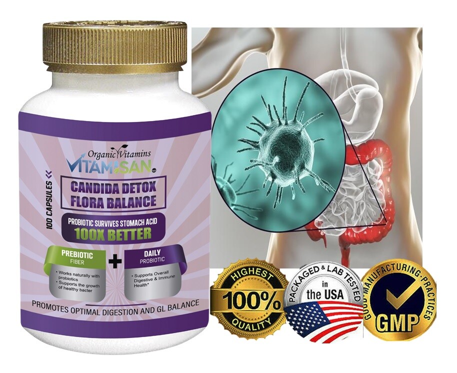 Candida Detox Cleanse Complex with Probiotics Digestive Enzymes Oregano Leaf 100