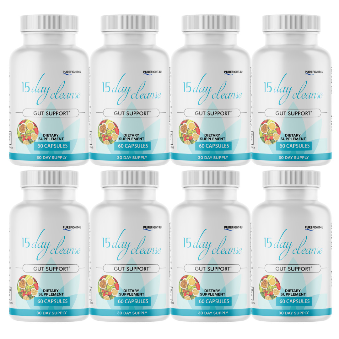 15 Day Cleanse Supplement Support for Cleansing and Gut Detox – 8 Bottles
