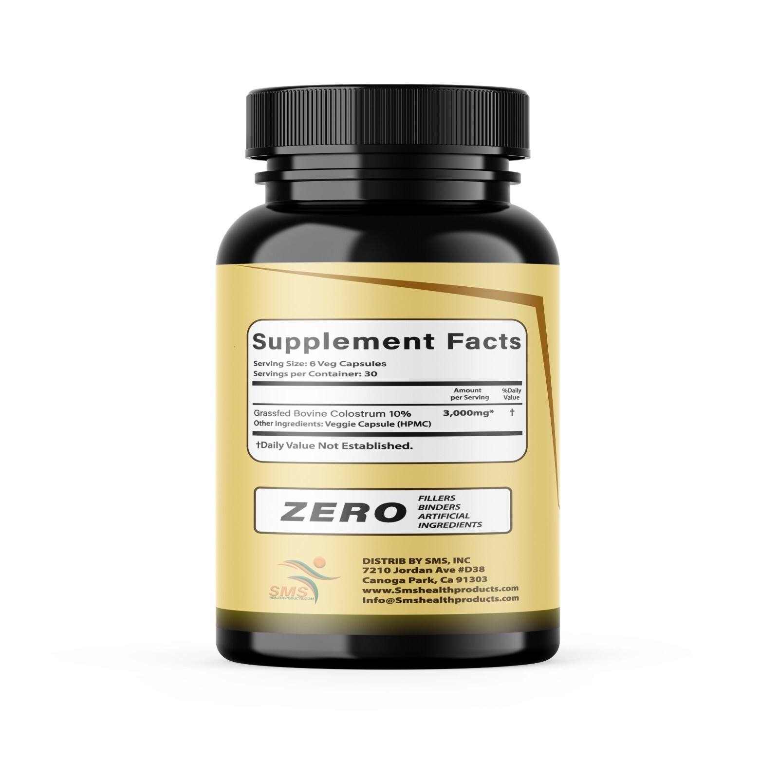 Desiccated Beef Colostrum, 100% Organic GrassFed Undefatted 180 Capsules