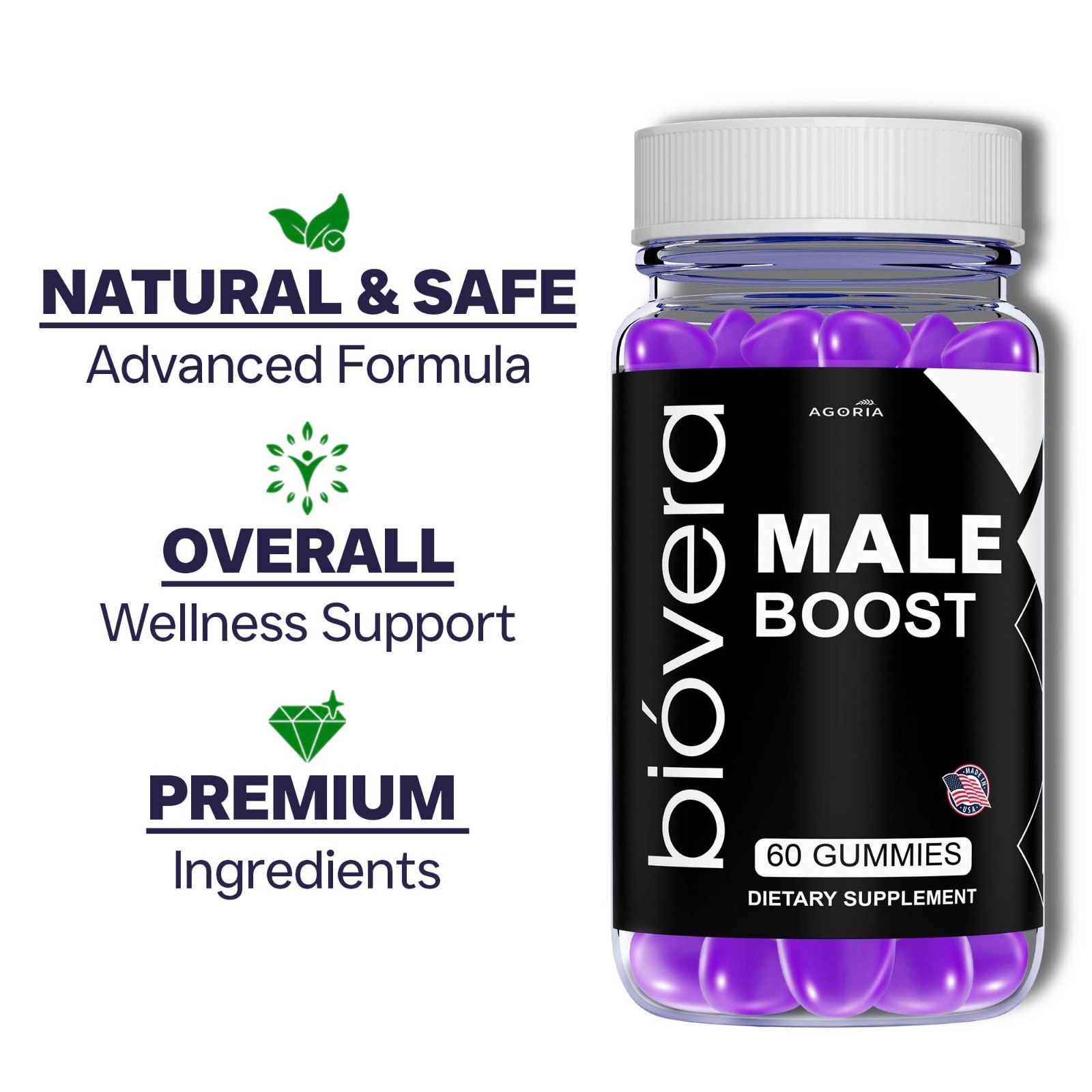 ( 3 Pack )BioVera Male Boost Gummies, Naturally Flavored, Bio Vera Boost Gummies