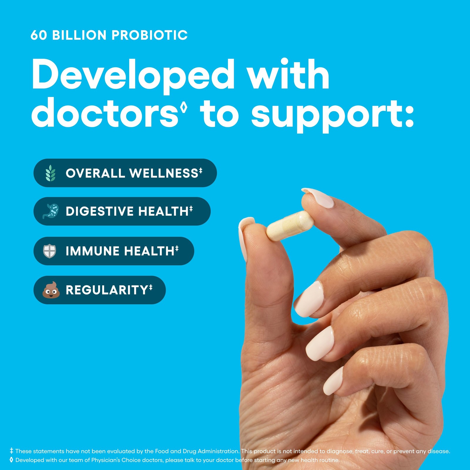Probiotics 60 Billion CFU – 10 Strains + Organic Prebiotics -Women & Men