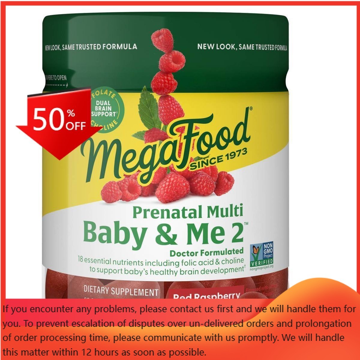 MegaFood Prenatal Gummy Vitamins, Folic Acid,Choline,Vitamin B12,Vitamin B6-60ct