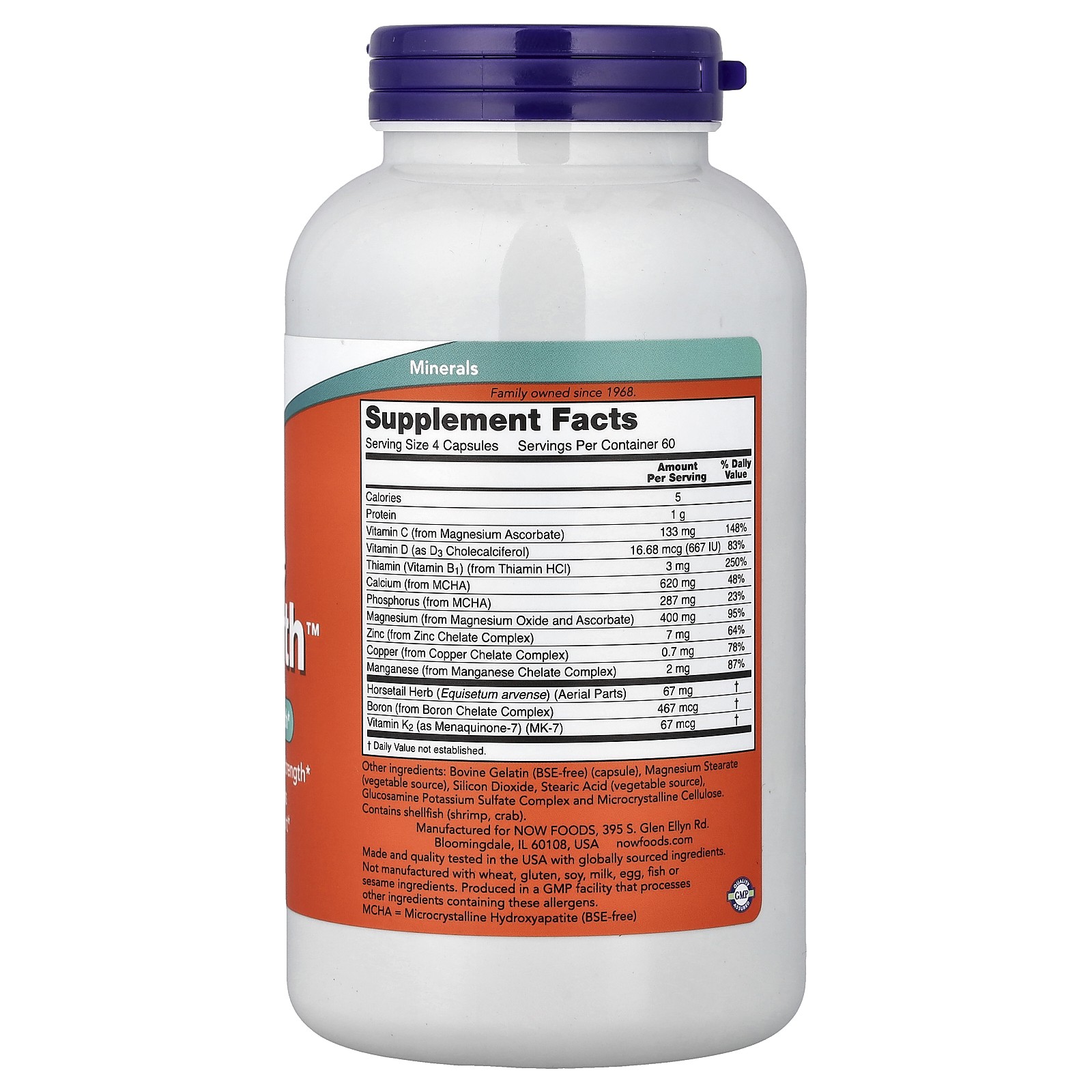 Now Foods Bone Strength 240 Capsules GMP Quality Assured