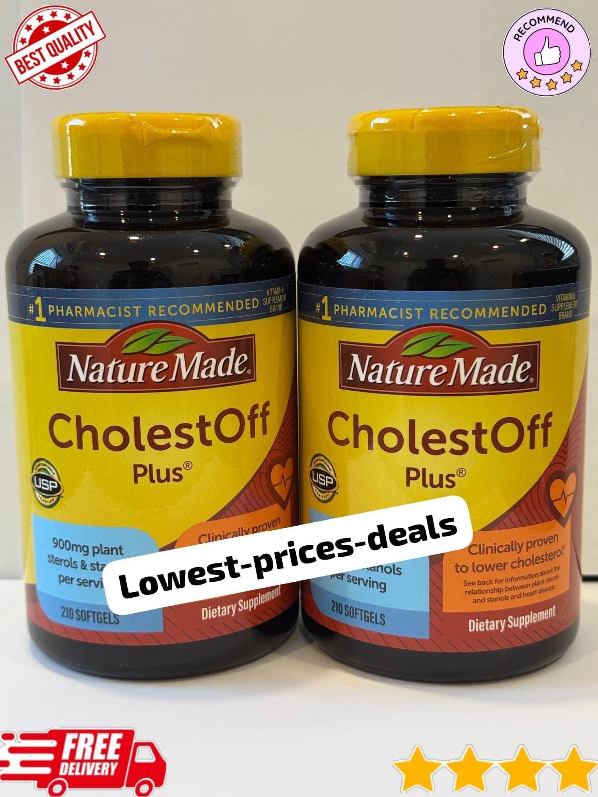 2 Pack Nature Made CholestOff Plus 210 Softgels 900mg Exp 03/2027 New