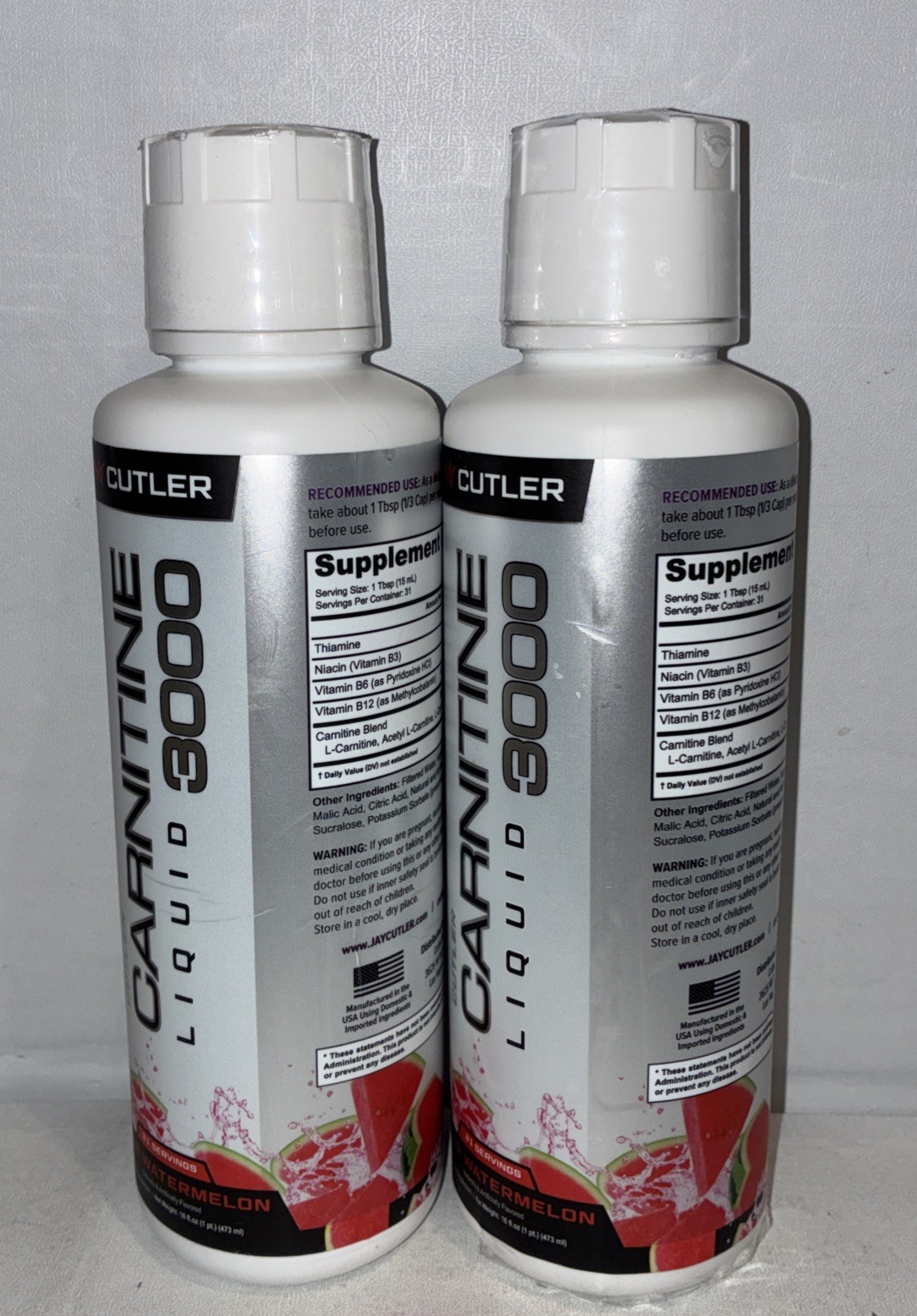 Lot Of 2-Cutler Carnitine 3000 Liquid / Sour Watermelon 16fl Oz Each