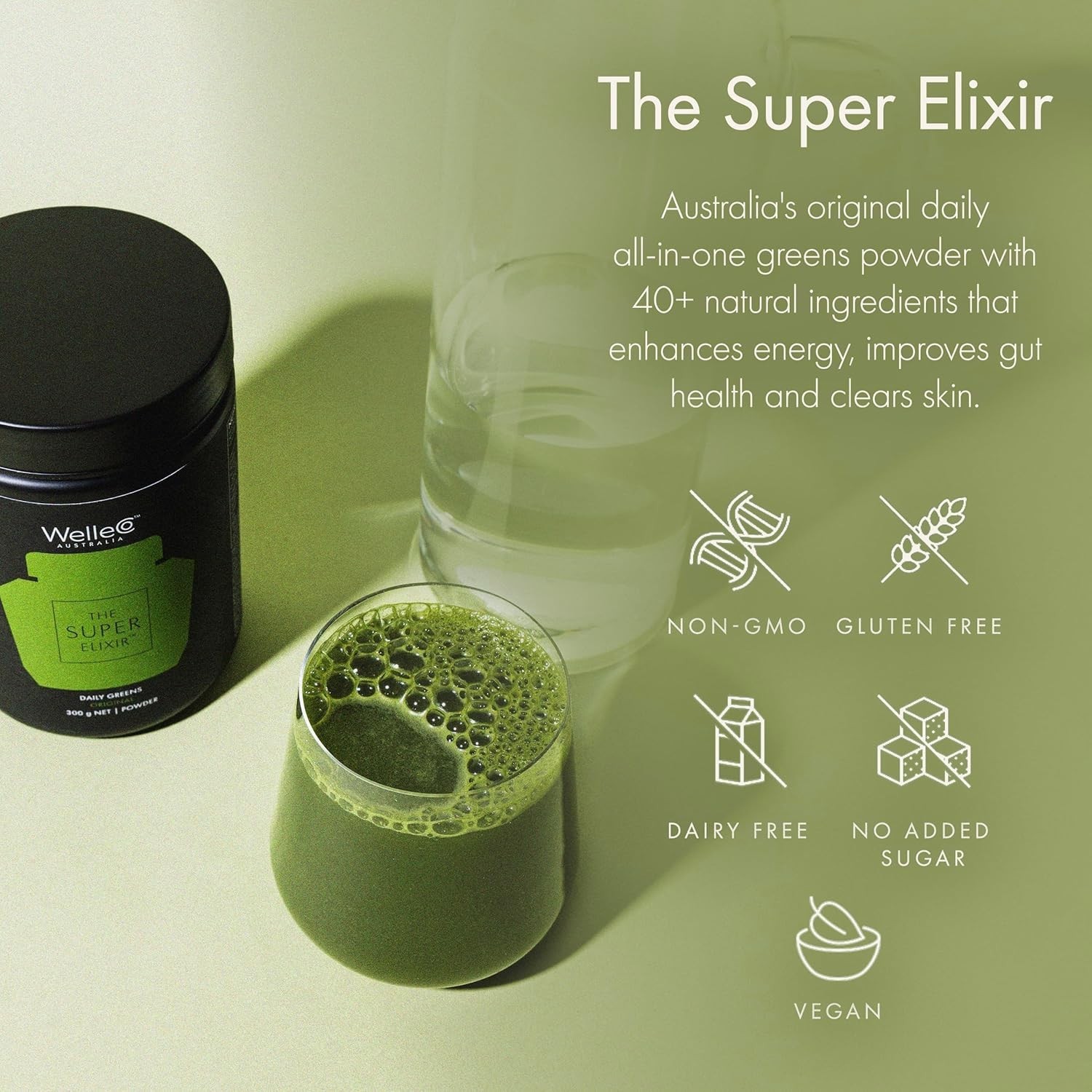 WELLECO AUSTRALIA THE SUPER ELIXIR DAILY GREENS PINEAPPLE & LIME FLAVOR