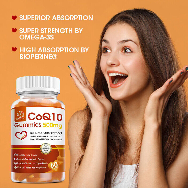 500mg CoQ10 Gummies Natural Heart Health Support – High Absorption Coenzyme Q10