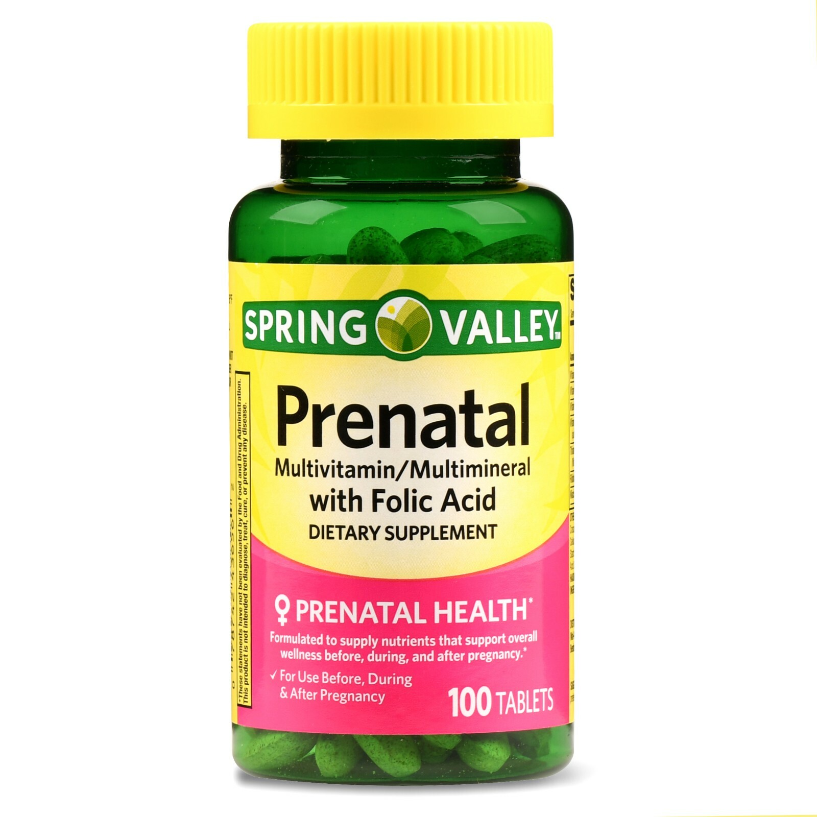 Spring Valley Prenatal Multivitamin/Multimineral & Folic Acid Tablets, 100 Ct