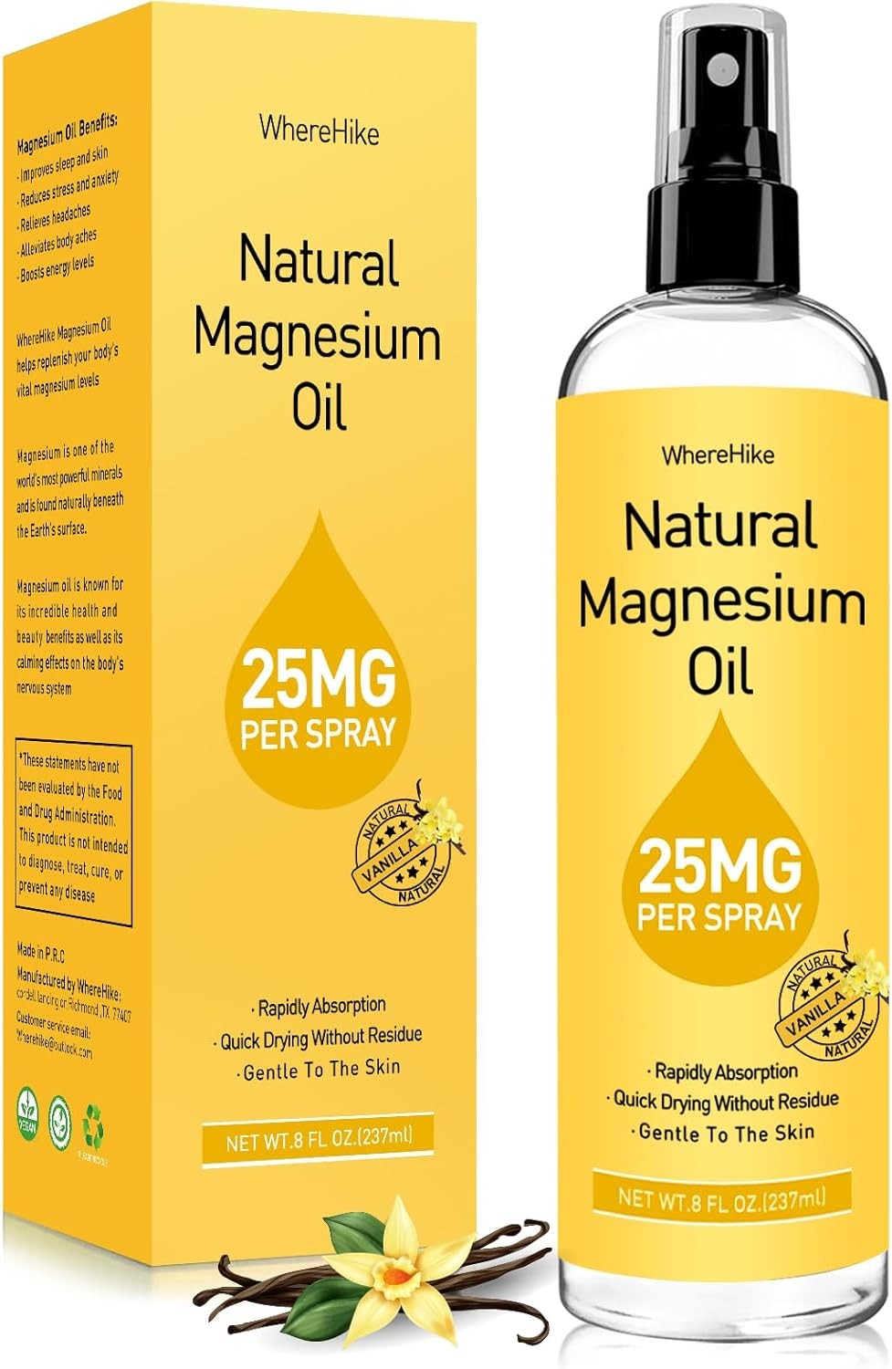 Magnesium Oil Spray – For Feet, Sleep & Muscle Relief, Vanilla