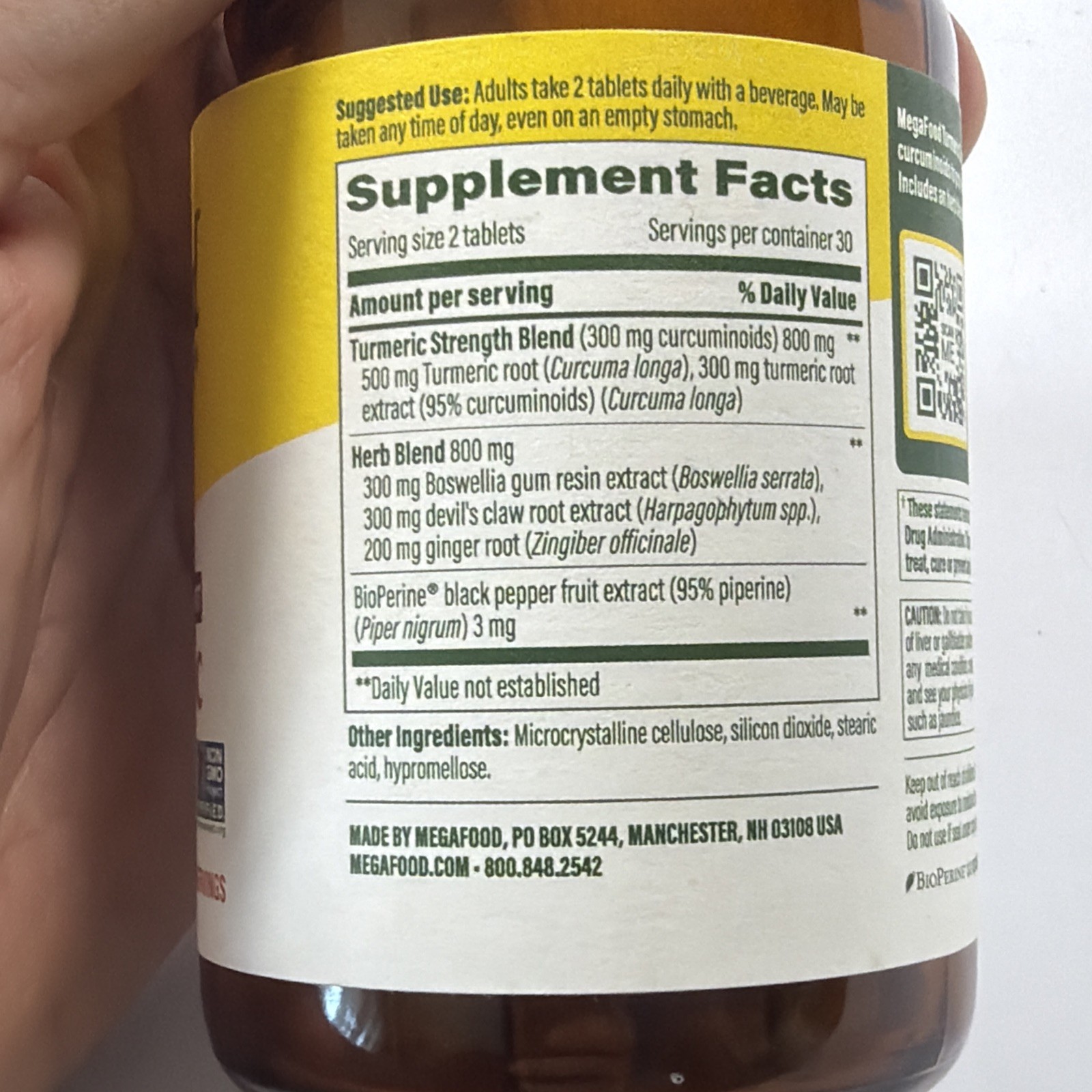 MegaFood Joint Support Tumeric Curcumin Dietary Supp 60 Tablets EXP 05/2027 New