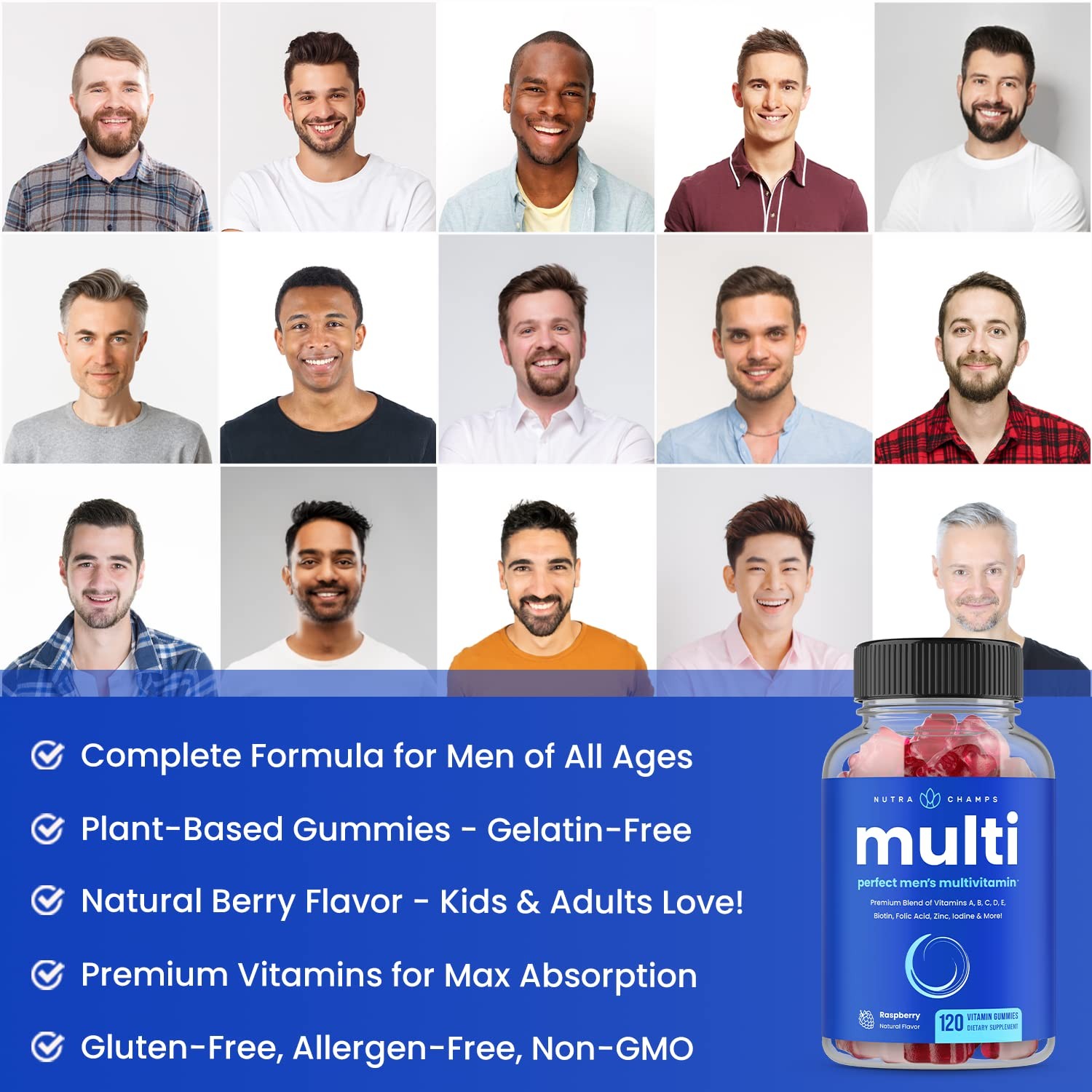 Mens Multivitamin Gummies 120 Count Vitamins for Men’s Health Supplements