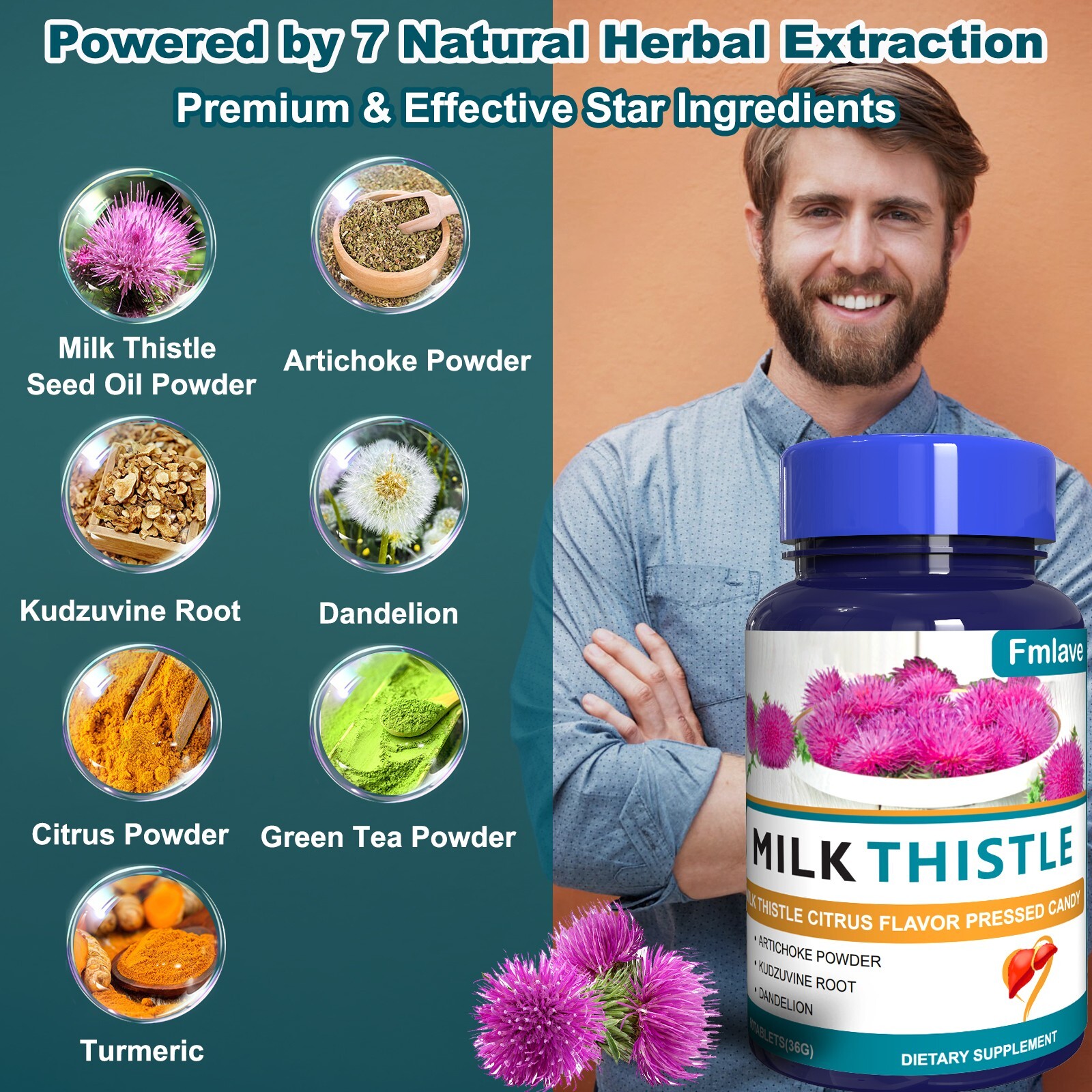 Liver Cleanse & Detox Support Supplement with Milk Thistle Dandelion 60 Tablets