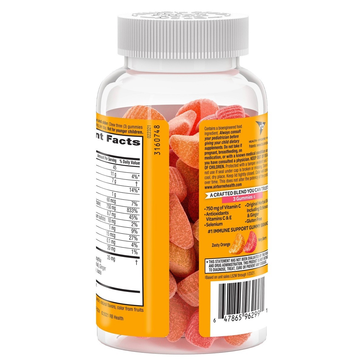 Airborne Immune Support Gummies with Vitamin C & Zinc – Assorted Fruit – 63ct