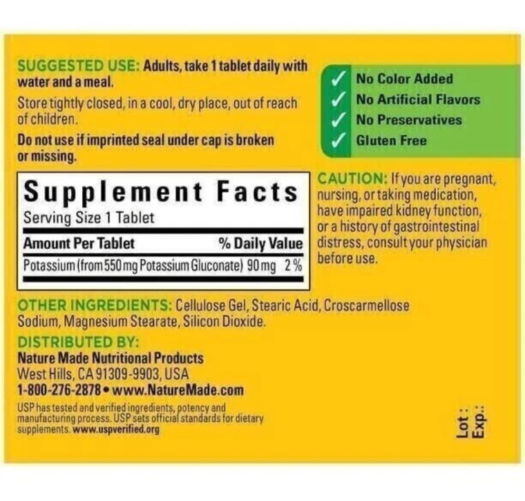 3 Pack Potassium 550mg 300 Tablets (3×100) No Gluten #1 Recommended June 2029