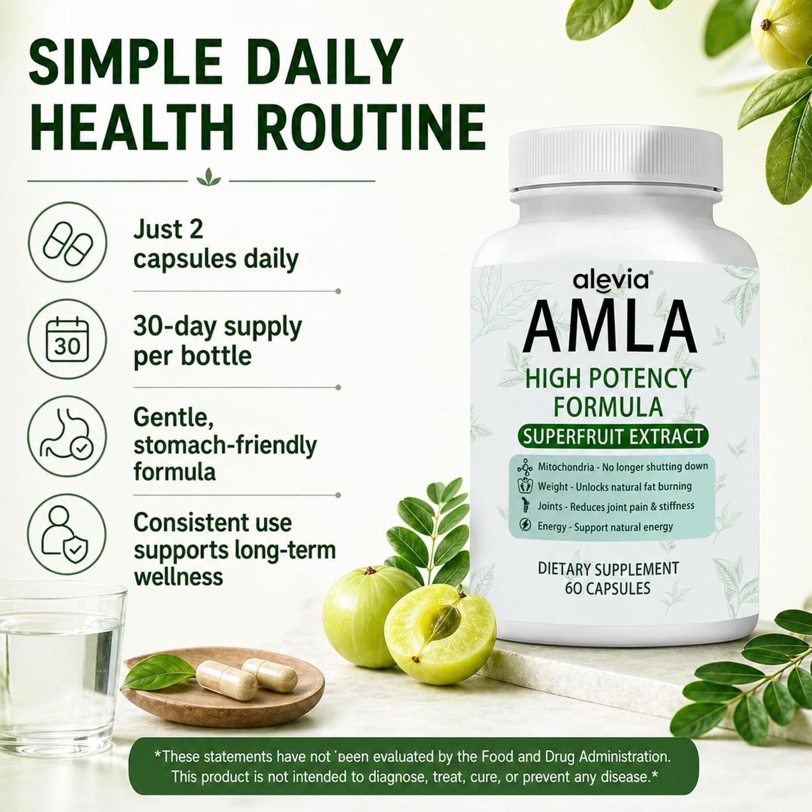AMLA Capsules Superfruit Extract elevated Potency Formula 60 Capsules