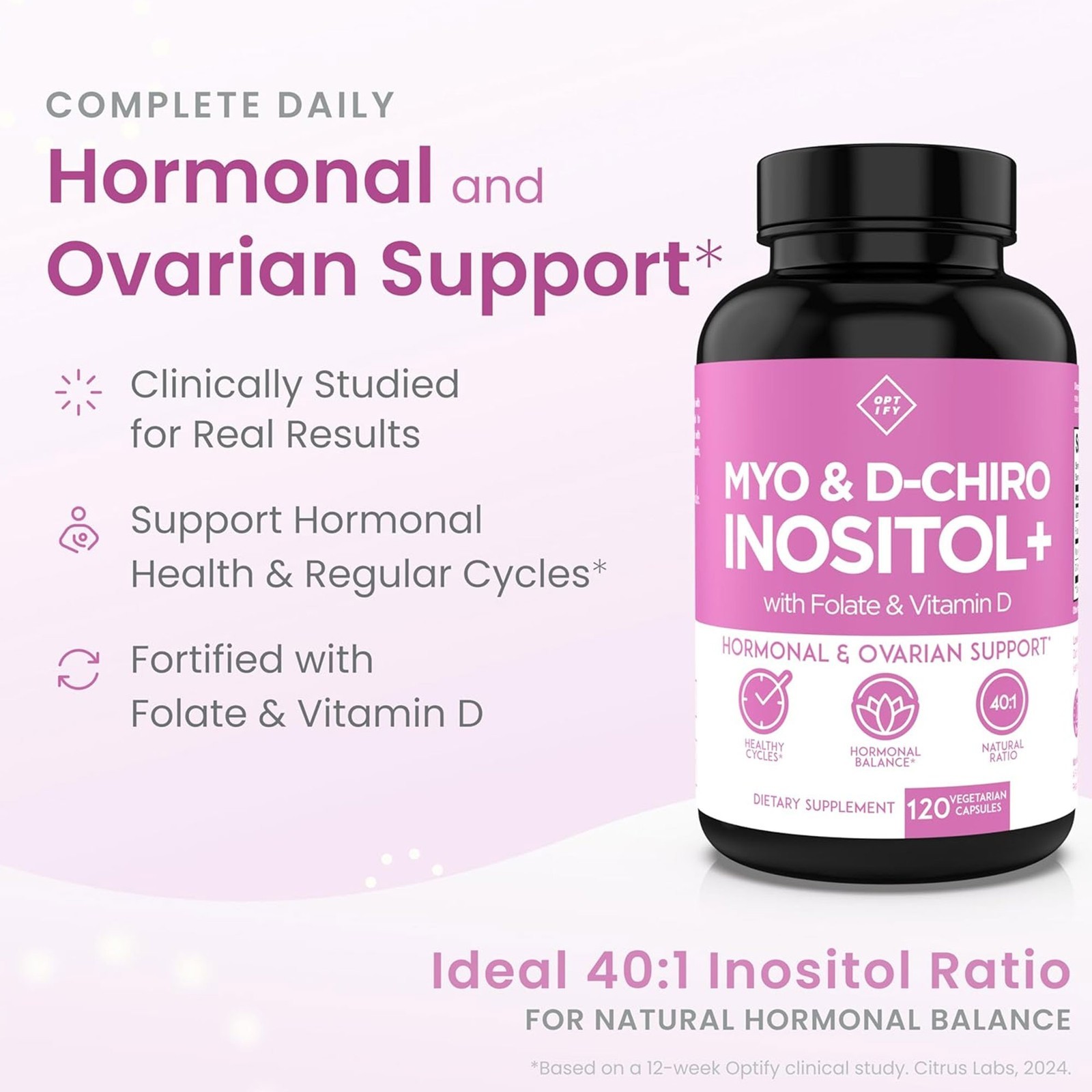 Optify Myo&D-Chiro Inositol – Vitamin D3, Folate – Hormone & Ovarian Support-NEW