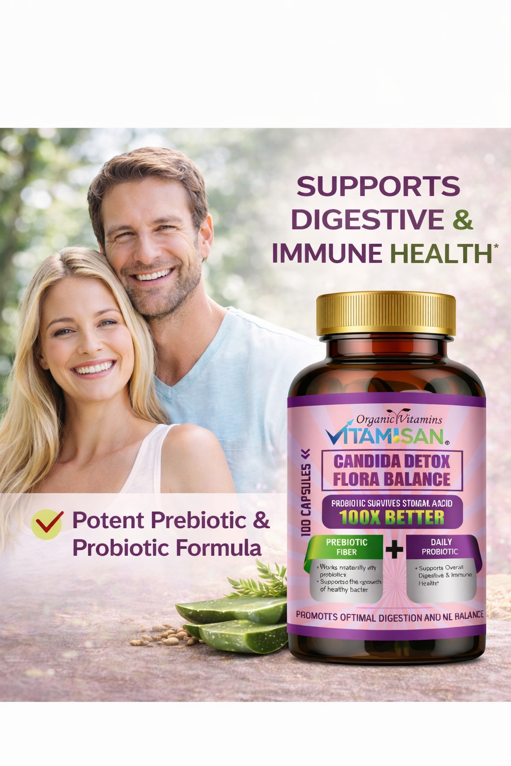 Candida Cleanse 100 Capsules Support Gut Colon Support Natural Herbs Intestinal