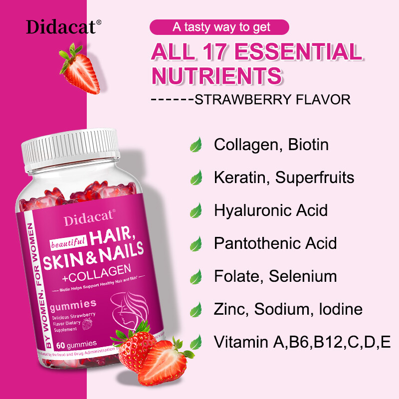 Premium Collagen Peptide Gummies Hydrolyzed for Anti-Aging (Type I, II, III)