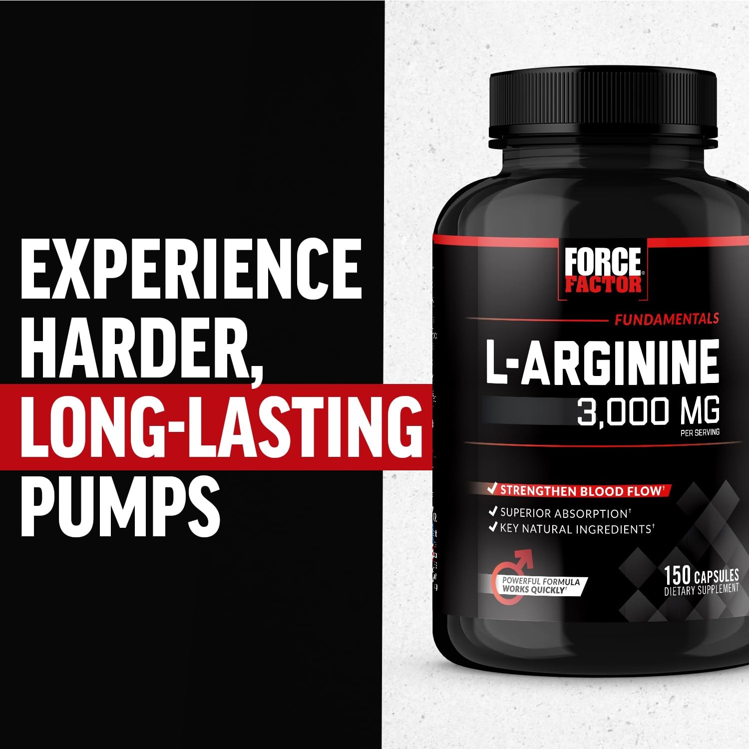 Force Factor L-Arginine3-Packnitric Oxide Supplement Bioperine To Help Build