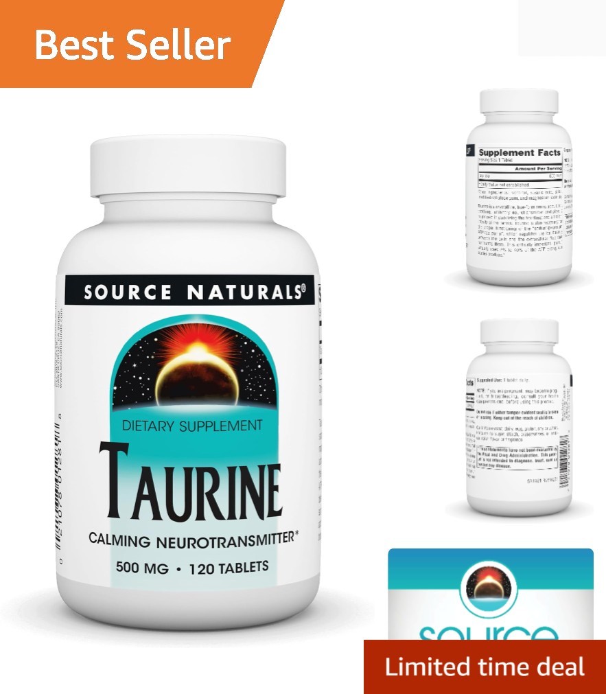 Natural Taurine Supplement – 500 mg Tablets for Energy Management, 120 Ct