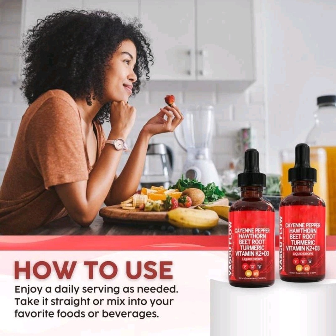 Vascu Flow Drops – 2 Pack | Cayenne, Hawthorn, Beet Root Turmeric Vitamin K2+D3