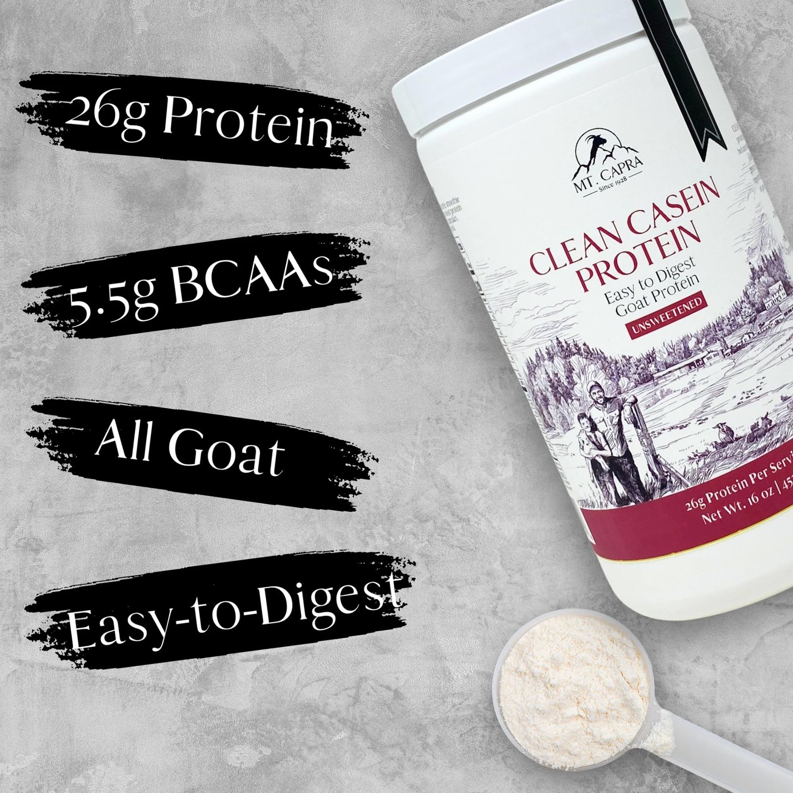 Clean Casein Protein by Mt. Capra | Easy-to-Digest Goat Casein Protein, 26 G …