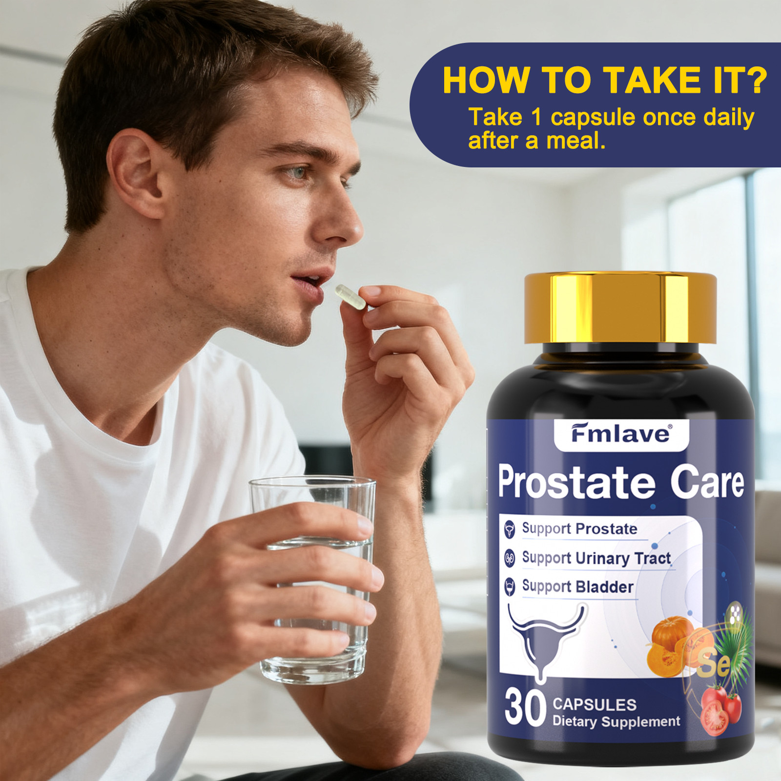 Prostate Support – Saw Palmetto – Reduce Frequent Urination, Stamina supplement