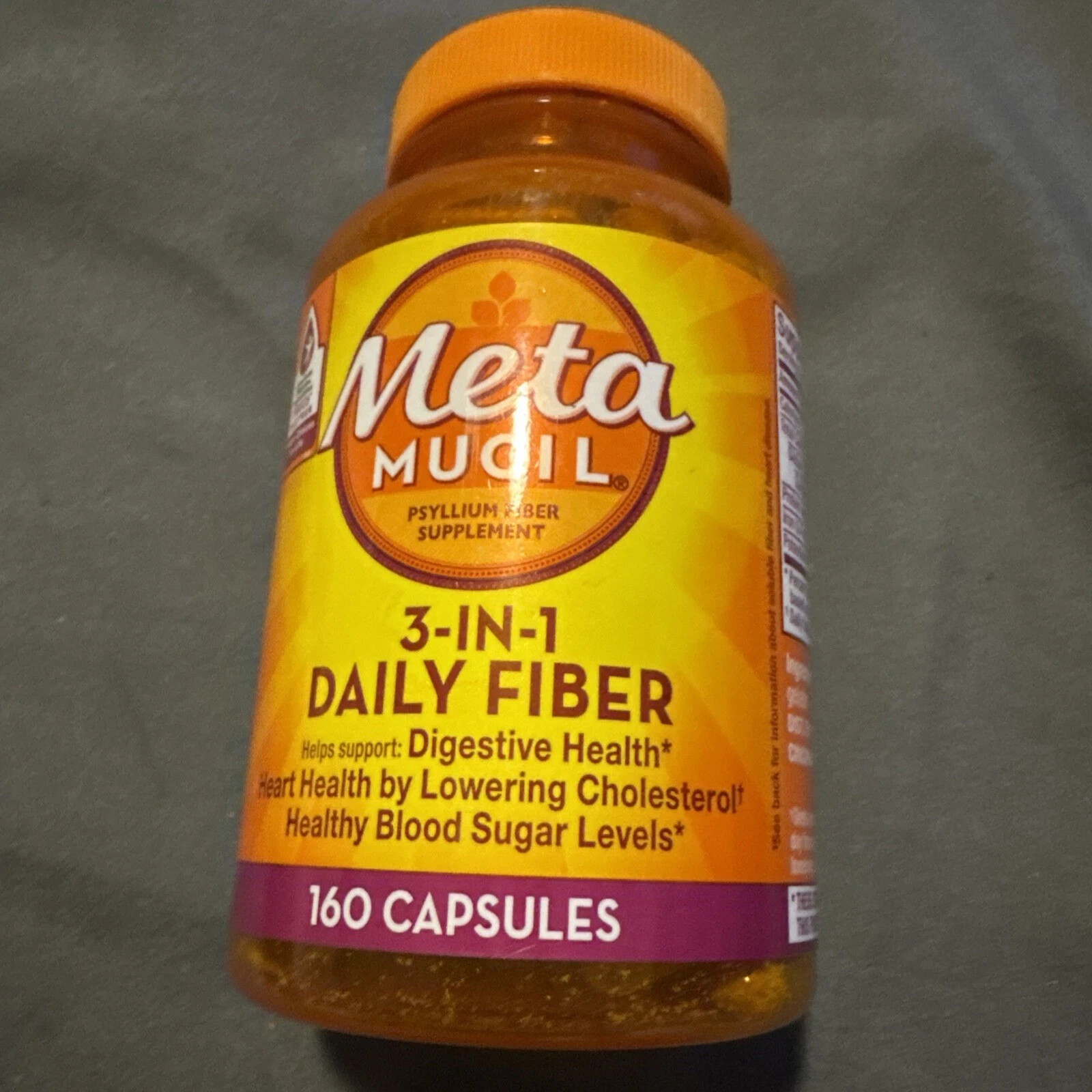 Metamucil Psyllium Husk Fiber Supplement, 3-in-1 for Digestive Health, 160 Count
