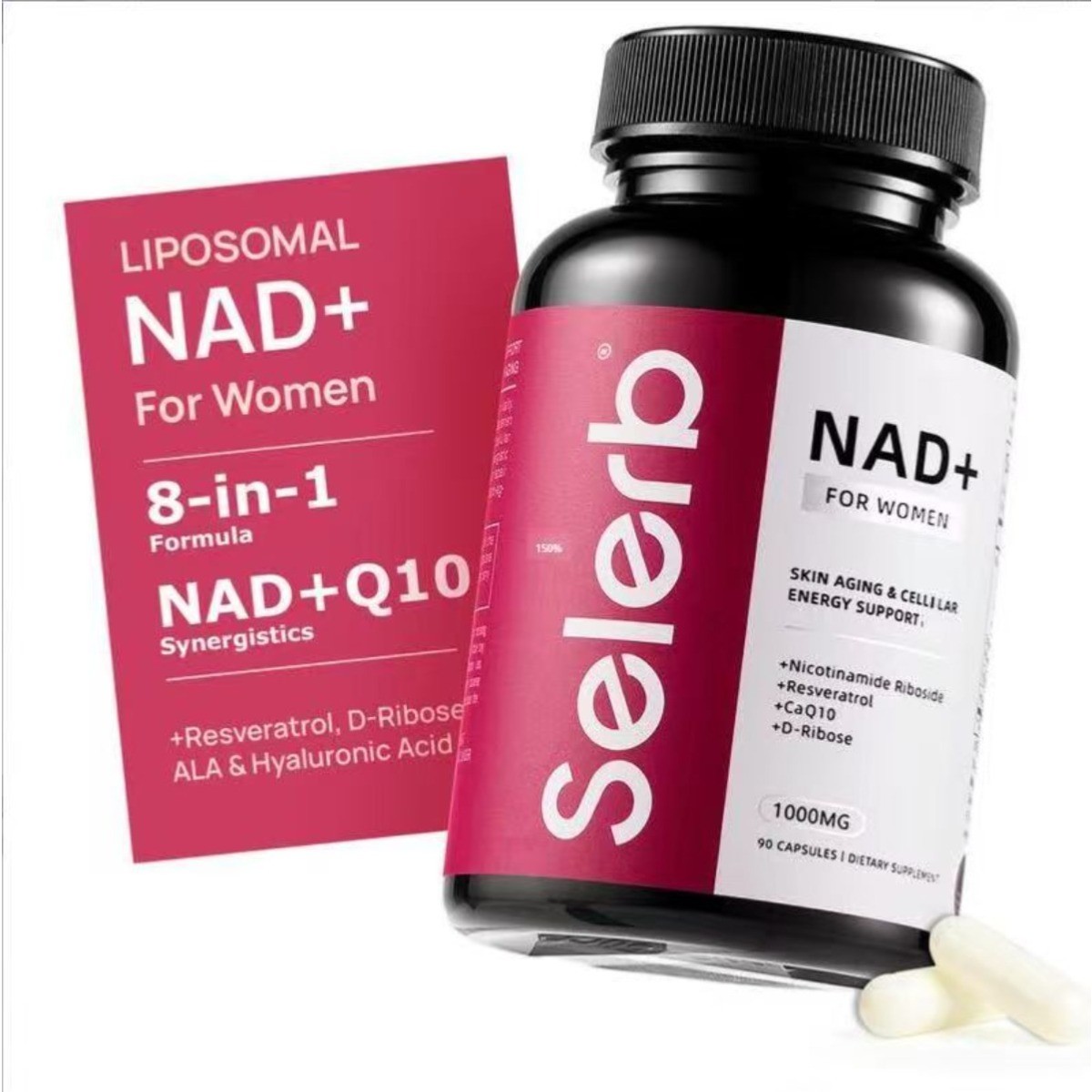 Cellular & Renewal Energy for Women,Selerb NAD+ with Resveratrol & CoQ10, 60ct