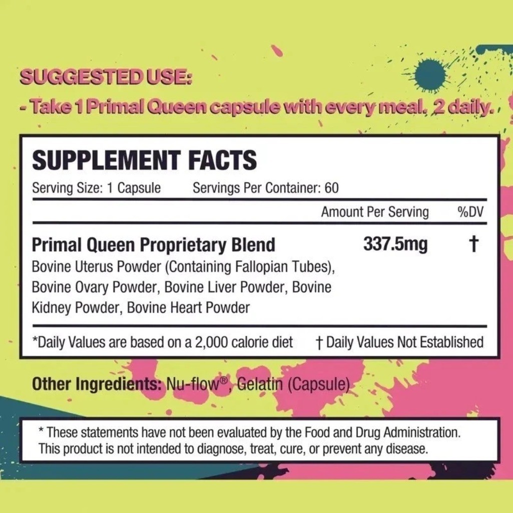 3 Pack Primal Queen Supplement for Women 60 CountsBeef Organ Free Shipping ! new