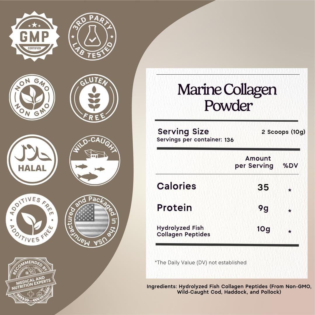 Marine Collagen Peptides Powder 3 Lb. Wild-Caught Fish, Non-Gmo. Supports Health