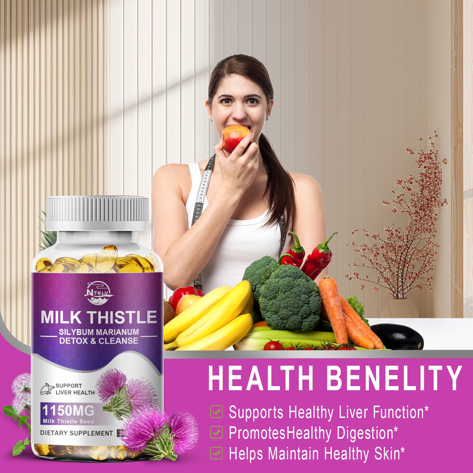 Milk Thistle 120 Capsules High Silymarin Liver Health Support Supplement
