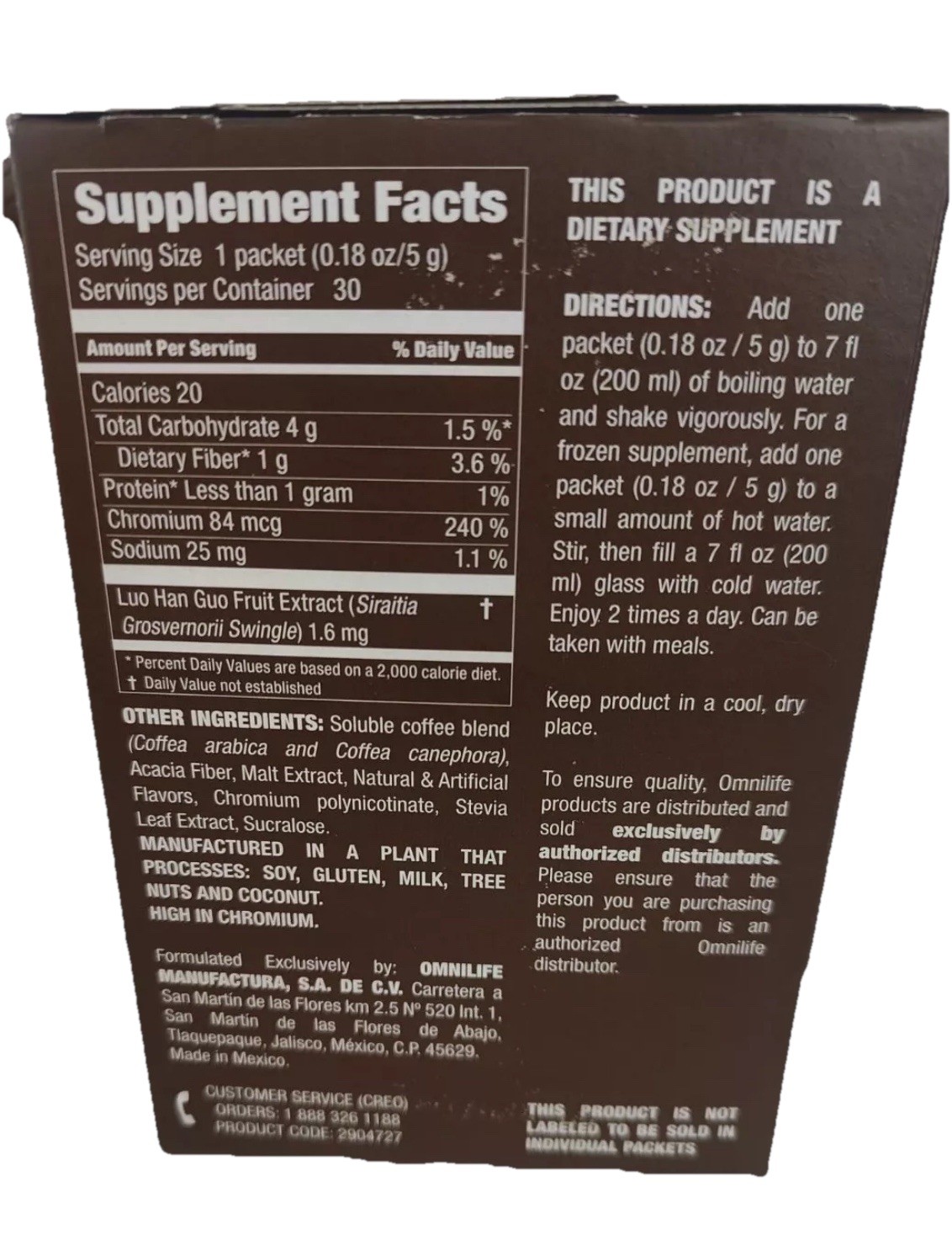 COFFE OML TMGN DE LA OLLA 30 SACHETS **FREE SHIPPING**