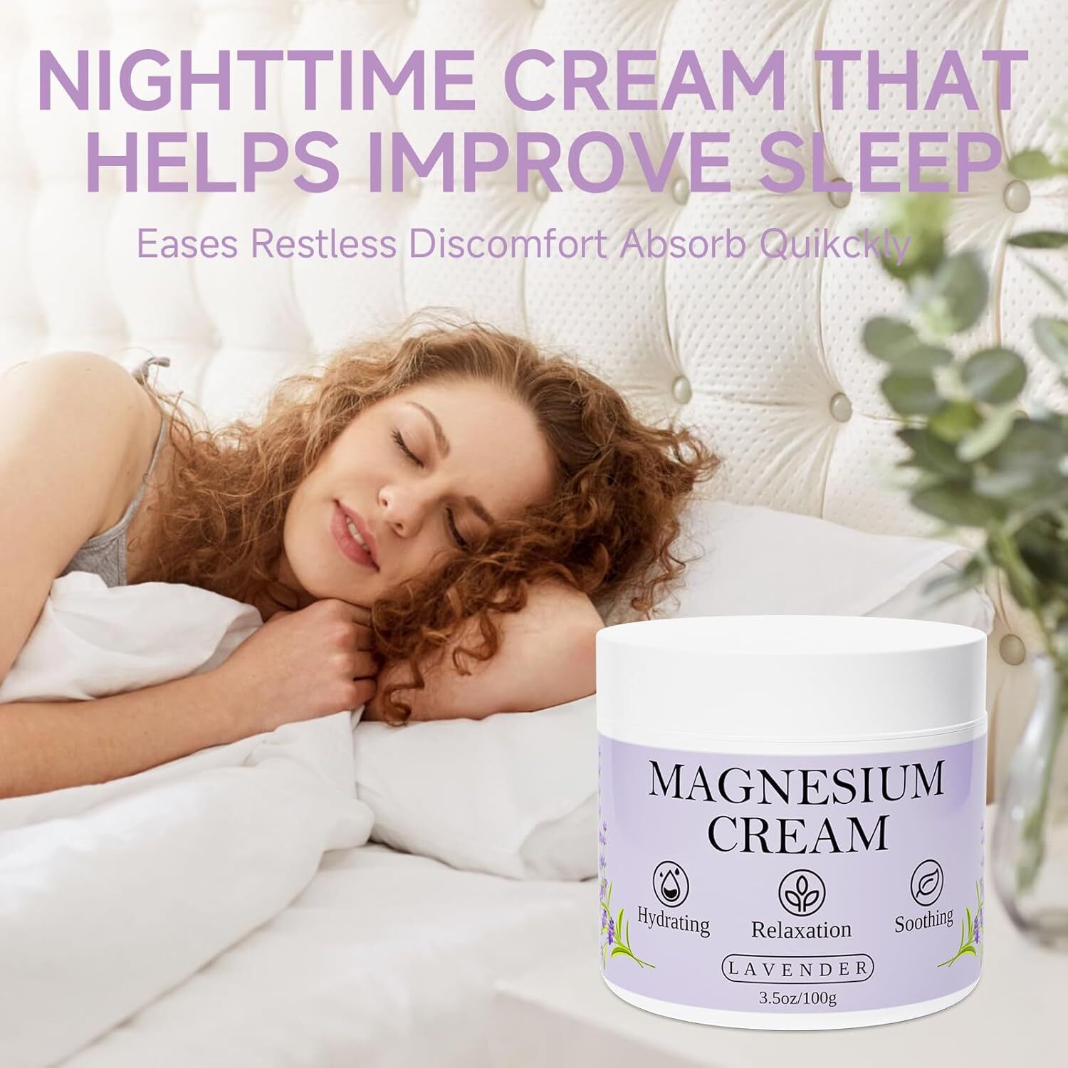 2-PK – LAVENDER MAGNESIUM CREAM for Hydrating, Relaxation, Soothing – 3.5 fl oz