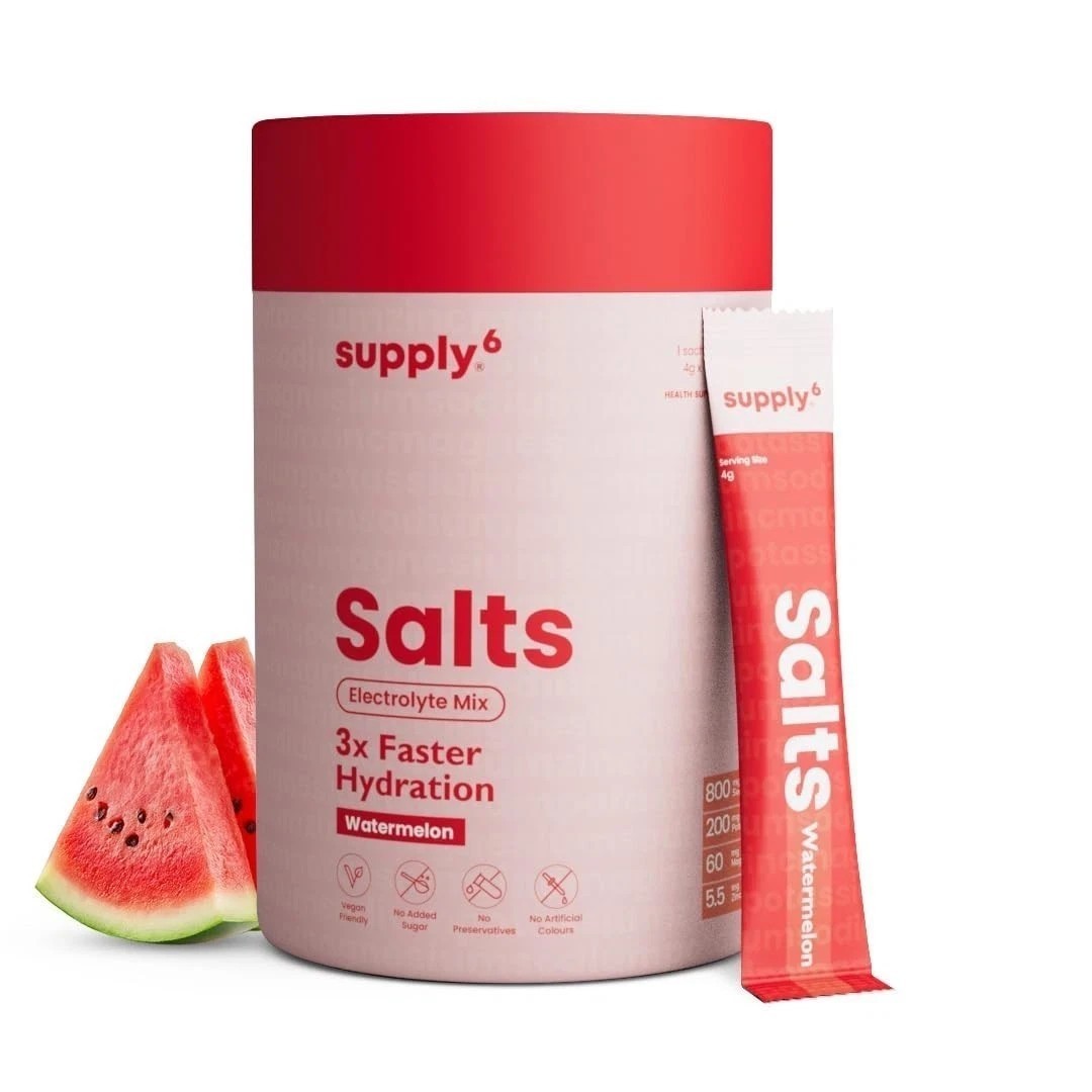 Supply6 Salts | Electrolyte Mix | Zero Added Sugar, (18 Servings, Watermelon) M6
