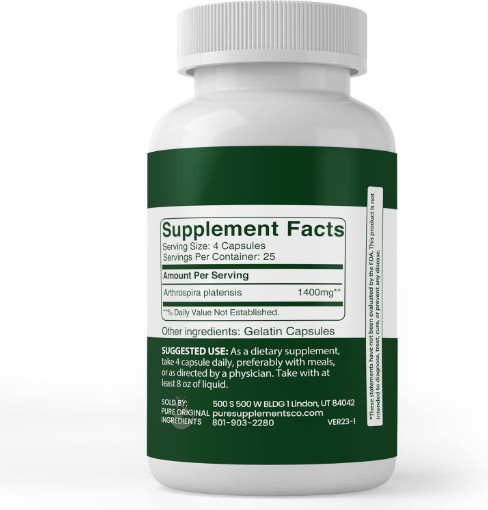 Spirulina Double Strength 1400 mg Organic 100 Tablets