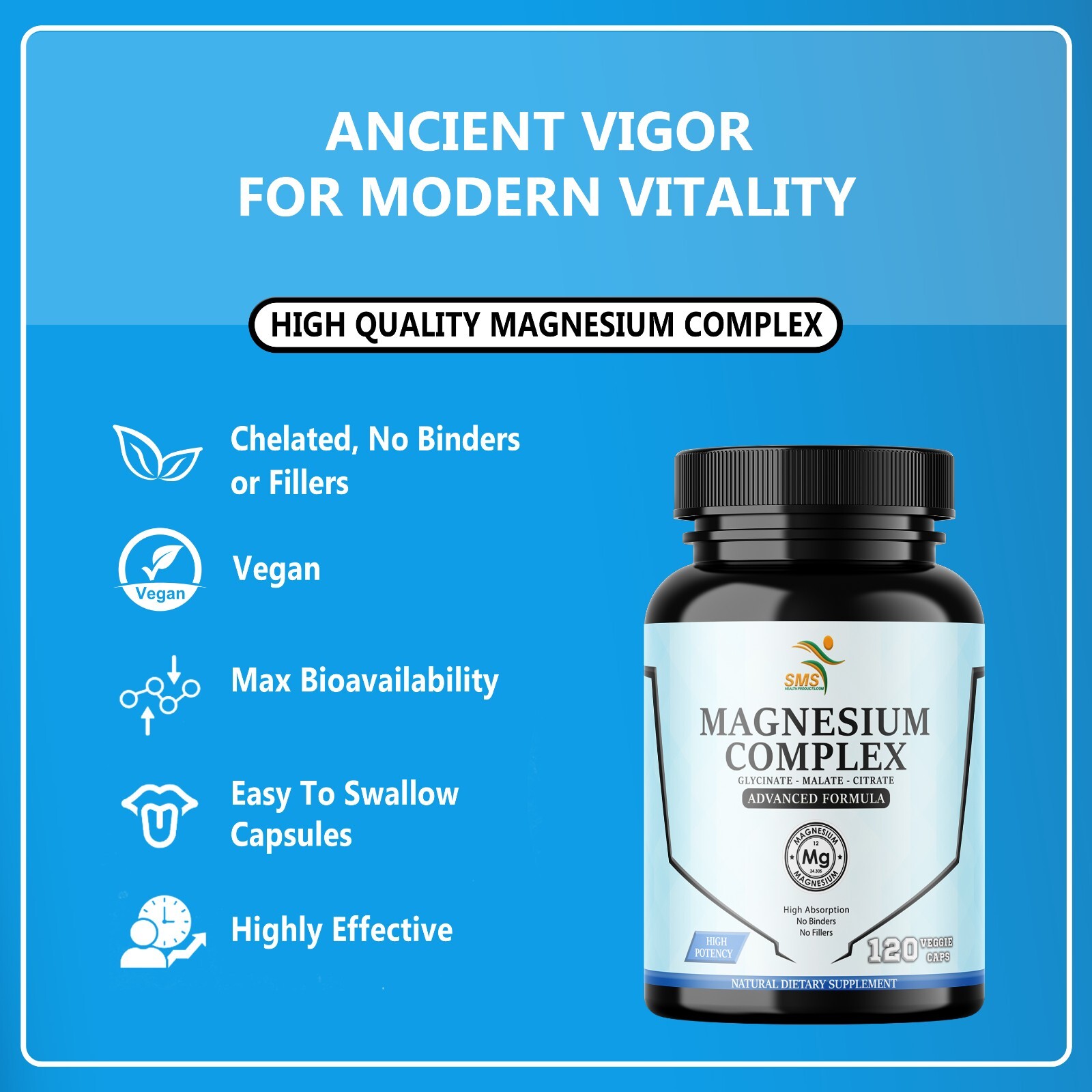 Magnesium Complex 470mg with Malate, Citrate, Glycinate – High Absorption