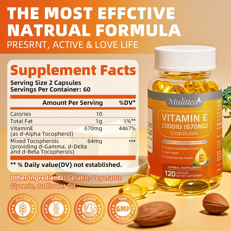 2x Vitamin E 670mg 120 Softgels Skin, Anti-Aging, Eye & Inflammation Support