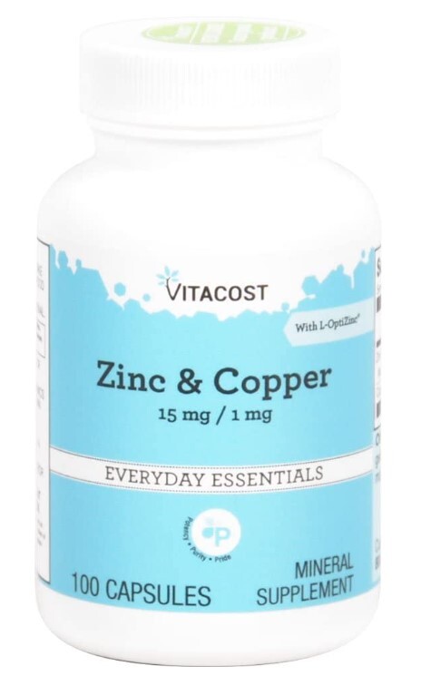 Vitacost Zinc & Copper – 100 Capsules EXPIRATION. 11/2026