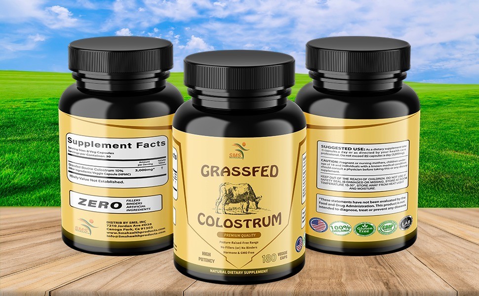 Desiccated Beef Colostrum, 100% Organic GrassFed Undefatted 180 Capsu…