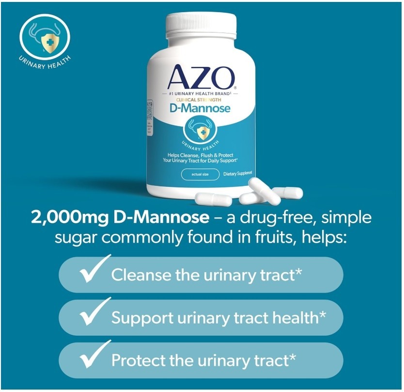 Azo D Mannose Urinary Tract Health (2 Bottles) 120 Capsules ea Exp 6/2027+